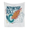 thumbnail image 1 of Motorcycle Soft Flannel Fleece Throw Blanket, Colorful Composition with a Bike Tire Speed Masters Words with Grunge Effect, Cozy Plush for Indoor and Outdoor Use, 50" x 60", Multicolor, by Ambesonne, 1 of 5