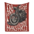 thumbnail image 1 of Motorcycle Soft Flannel Fleece Throw Blanket, Retro Bike with Uplifting Lettering Free Spirited Rider Words, Cozy Plush for Indoor and Outdoor Use, 60" x 80", Red Warm Taupe and White, by Ambesonne, 1 of 5