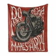 thumbnail image 1 of Motorcycle Soft Flannel Fleece Throw Blanket, Retro Bike with Uplifting Lettering Free Spirited Rider Words, Cozy Plush for Indoor and Outdoor Use, 70" x 90", Red Warm Taupe and White, by Ambesonne, 1 of 6
