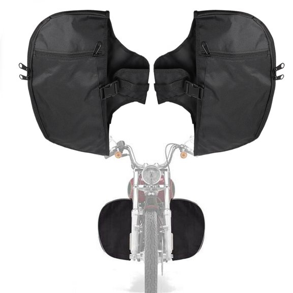 Motorcycle Soft Lowers Chaps Leg Warmer Bag - Water-Resistant Nylon Windproof Protection For Touring Bikes (Fits Electra Glide, Street Glide, Road King 1980-2019),Black