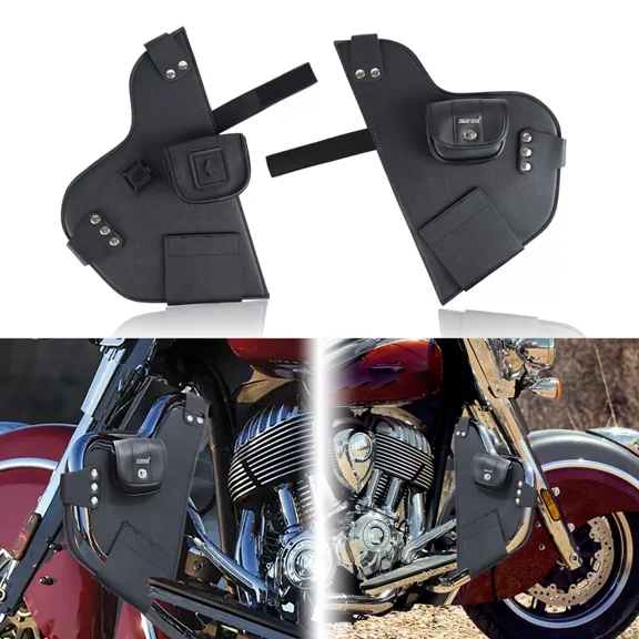 Motorcycle Soft Lowers Chaps Leg Warmer Bags Crash Bar Bag Rider Compatible with For Indian 2014-2024 A Pair Of Soft Lowers Chaps Leg Wind Deflectors