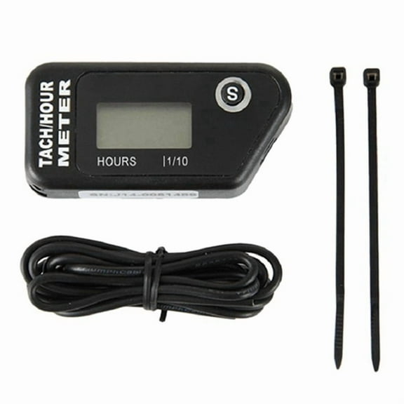 Motorcycle Speed Hour Meter Inductive LCD Digital Accumulative Hour Meter for Motorcycle ATV Mower Truck Boat,1 x Speed Hour Meter 1 Cord 2 x Cable Ties,Black