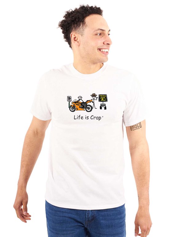 Motorcycle Speeding Ticket Biker Dude Men's Graphic T Shirt Tees Brisco Brands X