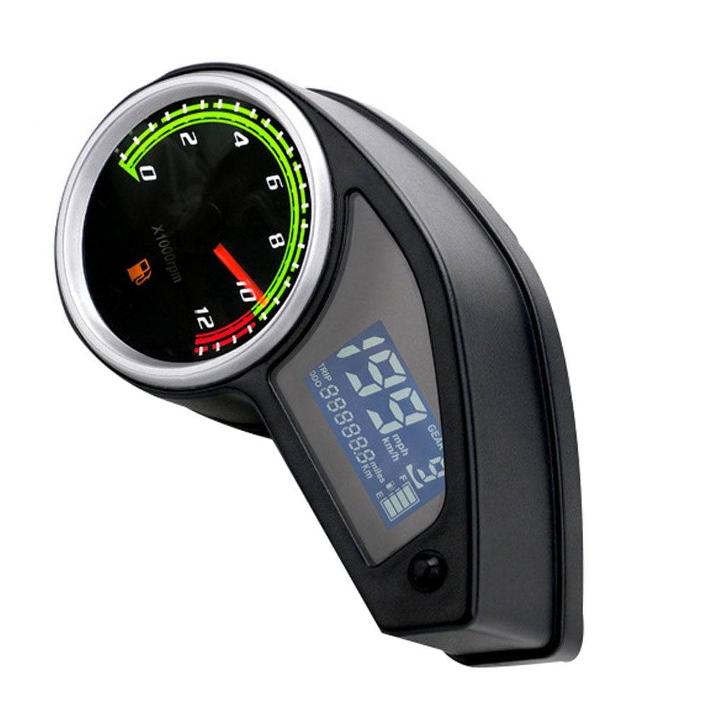 Motorcycle Speedmeter LCD Digital Odometer Gauge Tachometer Meter Fuel Dial Universal Modified Accessory with Sensor