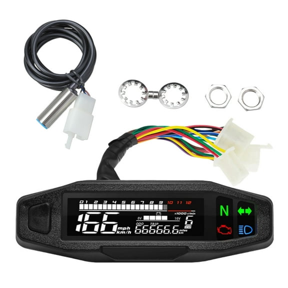 Motorcycle Speedometer Digital Speed Meter LED Tachometer Dashboard Instrument Panel Meter LCD Display Universally