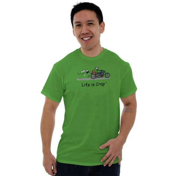 Motorcycle Speedy Lost Paper Biker Men's Big & Tall Crewneck Graphic Tee Brisco Brands 2X