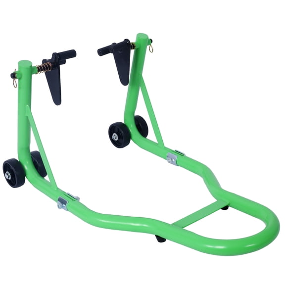 Motorcycle Stand 1000LB Sport Bike Front and Rear Wheel Lift Swingarm Paddock Stands Black U Green Adjustable Width Steel