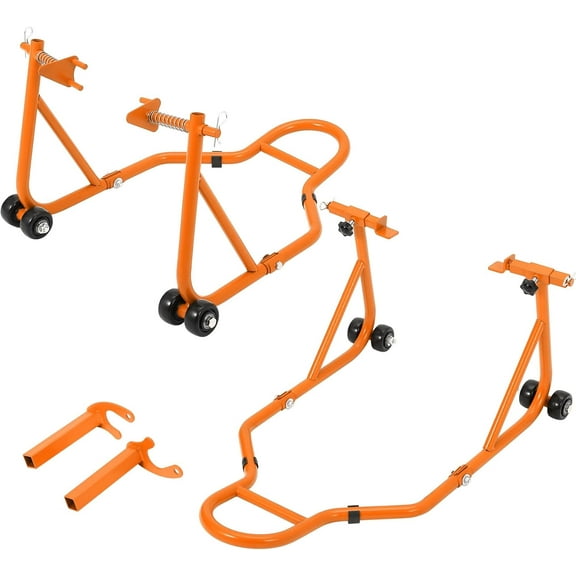 Motorcycle Stand Lift, 850lbs Front Rear Stand Lift Stand, Universal Paddock Lift Stand, Front Wheel Fork Stand, Rear U+L Fork Swingarm Spool Stand, for Parking, Maintenance, Cleaning