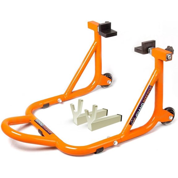 Motorcycle Stand, Paddock Lift Stand for Rear Wheel with Fork & Swingarm Spool,Weight Capacity 529 lbs/240 Kg's, Dismantable Stand, for Honda Kawasaki Suzuki Motorcycles, Orange