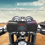 [Motorcycle Stereo Speaker] Motorcycle Stereo Speaker, Handlebar Mount MP3 Player Audio Amplifier, Built In Installation Tool, Plug And Play, AUX In, USB, FM