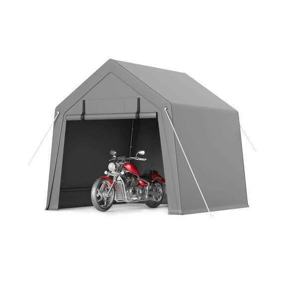 Motorcycle Storage Sheds, Portable Shed with Rolled up Zipper Door, Waterproof, Storage Tent Heavy Duty for Motorcycle, Bike, Firewood, Garden Tools, Grey