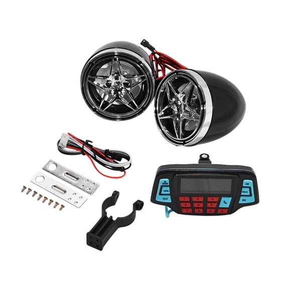 Motorcycle Studio Au-dio Sound System Stereo Speakers FM Radio MP3 Music Player Scooter ATV Scooter Remote Control Alarm Speaker