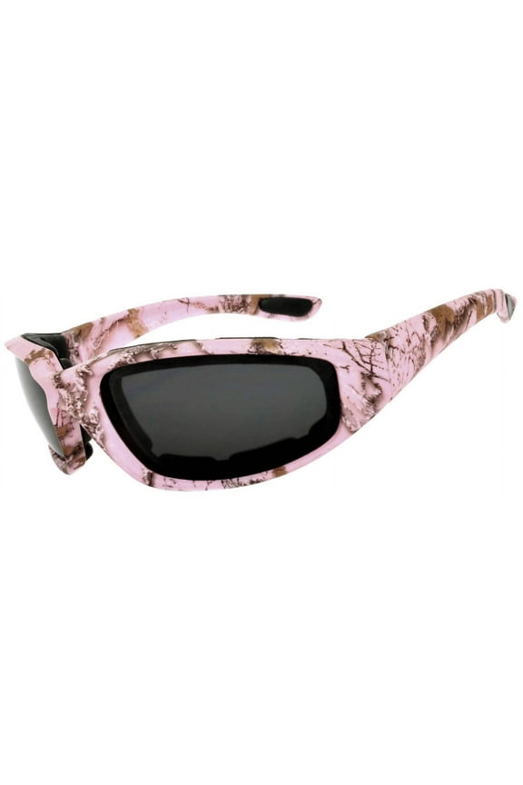 Motorcycle Sunglasses - Camo Pink Frame/ Smoke Lens