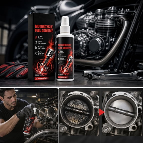 Motorcycle System Cleaning Agent, Cleans Injectors Throttle Reduce Carbon Build Up, Motorcycle Fuel System Cleaner Additive for Motorcycle Gasoline Engine, 5.07 fl oz