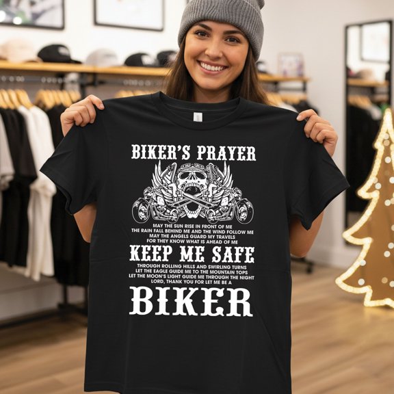 Motorcycle T-Shirt – Biker's Prayer Keep Me Safe Graphic Tee - Gift for Motorcycle Lovers