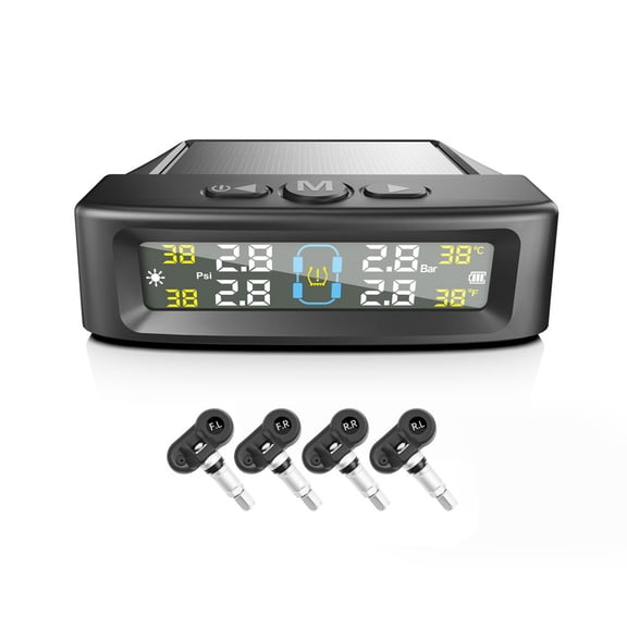 Motorcycle TPMS Solar USB Power Tire Pressure Monitor Tire Pressure Monitoring Systems Temperature Sensors Alarm