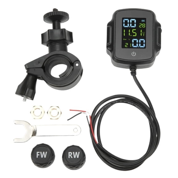 Motorcycle TPMS Tire Pressure Monitoring System With 2 External Sensors Alarm Systems Real Time 12V USB Charging