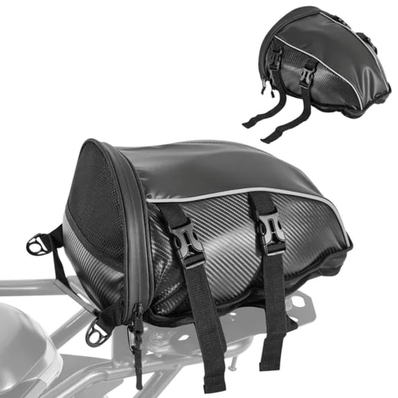 Motorcycle Tail Bag, 10 L Motorcycle Rear Seat Bag with Waterproof Rain Cover, Outdoor Sports Motorbike Luggage Storage Trunk Rack Backpack Handbag with Shoulder Strap and Inner Pocket, Black
