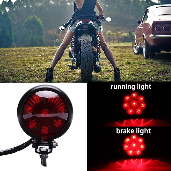 Motorcycle Tail Light Red 8 LED Stop Lamp Compatible With Chopper Bobber Cafe Racer Bike
