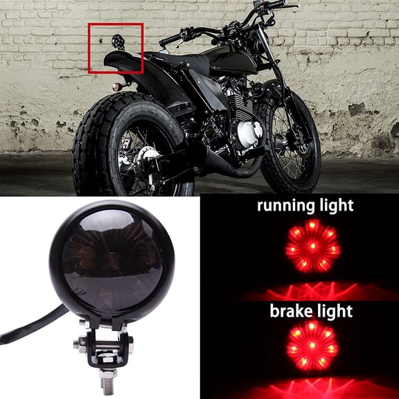 Motorcycle Tail Rear 12V Taillight Brake Light Stop Lamp Compatible With Chopper Bobber Cafe Racer Bike