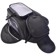 Waterproof Motorcycle Tank Bag, 12.2x7.5x6.3 Inch, Multi-Compartment with Phone Window, Magnetic or Strap Mount, Nylon, for Phone, GPS, Essentials, Black