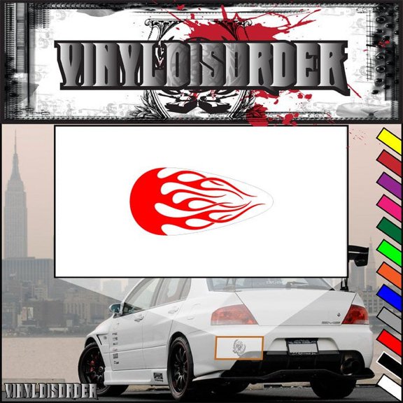 Motorcycle Tank Classic Flames Decal - Vinyl Decal - Car Decal - CD010 - 36 Inches