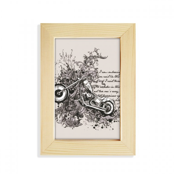 Motorcycle Text Flower Pattern Illustration Desktop Display Photo Frame Picture Art Painting 5x7 inch