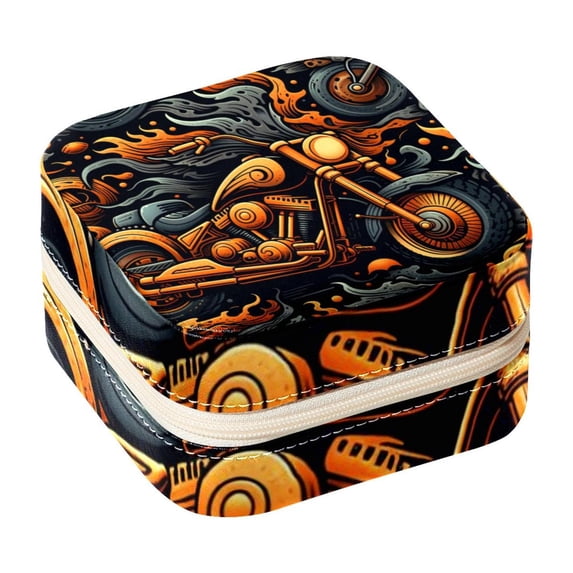 Motorcycle Theme Square Jewelry Box Organizer Display Case Necklace Bracelet Earring Holder Travel Portable Decorative Stand Storage Box for Rings Earrings Necklaces Bracelets - Girls Women Gift