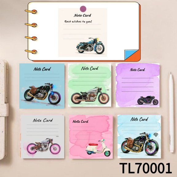 Motorcycle-Themed Sticky Notes (3.543.54 Inches), for Quickly Jotting Down Reminders, Marking Key Points, and Leaving Temporary Messages Suitable for Various Surfaces, Strong Adhesion Residue-free
