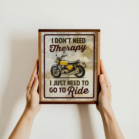 Motorcycle Therapy Biker Quote Vintage Riding Inspiration Garage Art