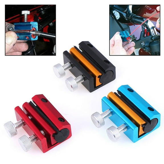 Motorcycle Throttle Cable Lubricator Clamp Tool | Universal Fuel Line Oiler for Cable Maintenance | Metal Construction | Secure Quick-Release Design | Fits Motorcycles Bicycles | Red Blue Black