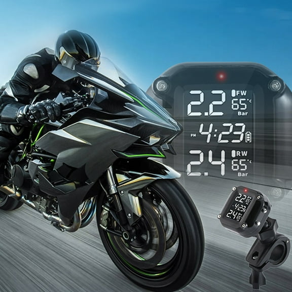 Motorcycle Tire Pressure Monitoring System Wireless TPMS With 2 External Sensors IP67 Real- Monitoring