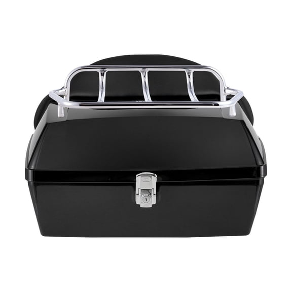 Motorcycle Top Case 48L, Waterproof Motorbike Tail Box PP Material, Universal Fit, Durable Detachable Trunk with Reflective Strip