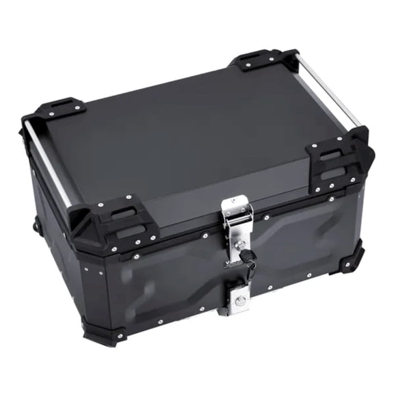 Motorcycle Top Case, Universal Aluminum Alloy Motorbike Tail Box with Leather Lining, 65L Waterproof Detachable Motorcycle Top Box with Lock & Back Cushion, Fit for 99% of Motorcycle Frames