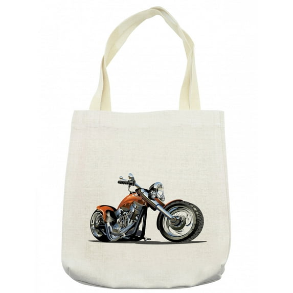 Motorcycle Tote Bag, Adventure Motorbike Image Motorcyclist Adventure Race Powerful Engine Vehicle, Cloth Linen Reusable Bag for Shopping Books Beach and More, 16.5" X 14", Cream, by Ambesonne
