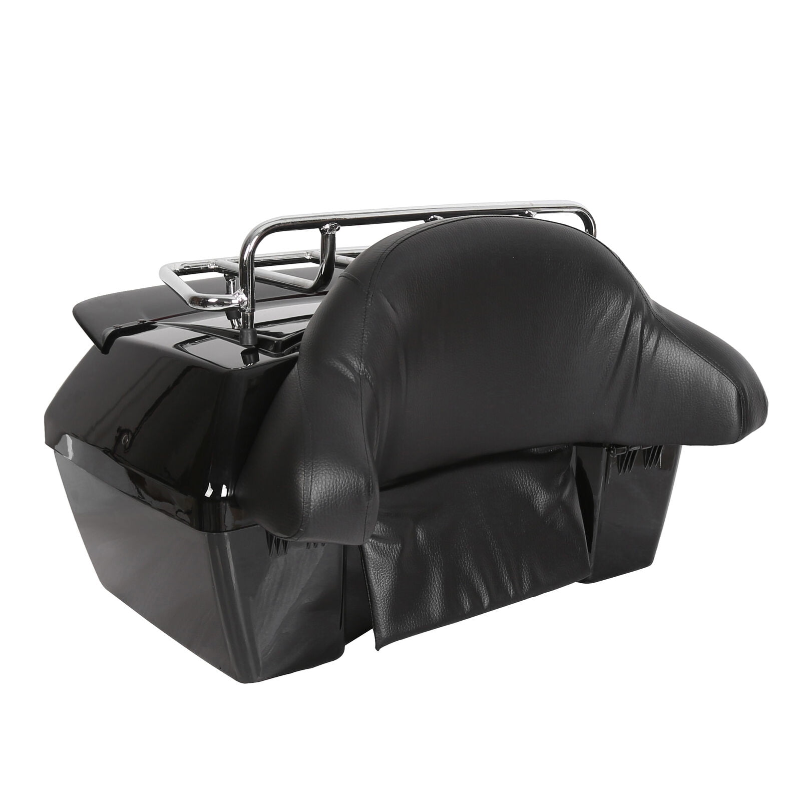 Motorcycle Tour Pack Trunk Tail Luggage Box W/ Tail Light & Top rack & Backrest
