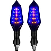 Motorcycle Turn Signals Indicator Lights 2PCS Universal 12V LED Turn Signals Lights Blinker for Motorbike Electric Scooter, Front Rear Flashing Daytime Running Lights Waterproof Blue Light