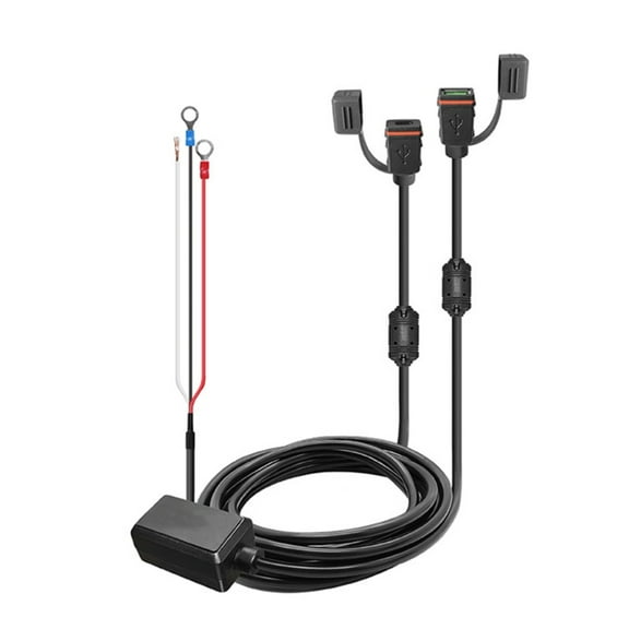 Motorcycle USB Phone Charger Dual Port USB PD Quick Charging Waterproof Cap Power Supply Socket 240cm Cable Length