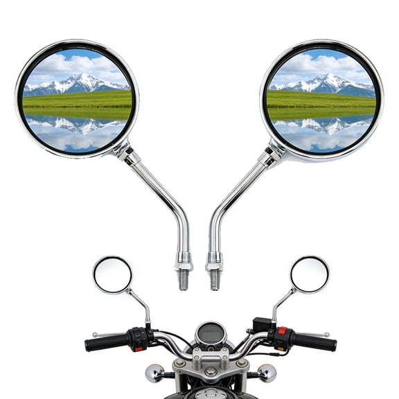 Motorcycle Universal 10mm Chrome Rearview Mirrors Motocross Scooter E-bike Racing Motorbike Side Mirror Rear View, Motorcycle Accessories for CB 350 450 500 550 600 650 900 750