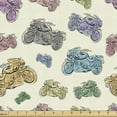 thumbnail image 1 of Motorcycle Upholstery Fabric by the Yard, Pastel Color Racing Motorcycle Sketching Display Cartoon Style Large and Small, Decorative Fabric for DIY and Home Accents, 10 Yards, Multicolor by Ambesonne, 1 of 4