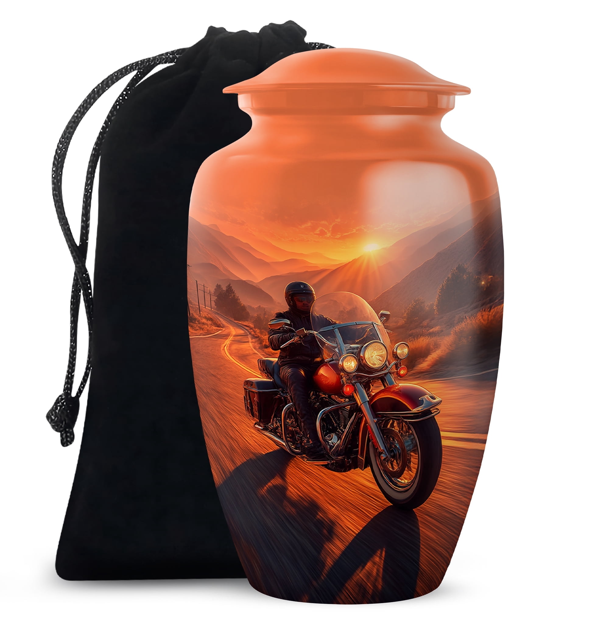 Motorcycle Urn For Human Ashes Adult Male/Female - Bike Urn for Ashes Keepsake, Small Urns for Human Ashes - Cremation Urns For Home - 10inch, Large Size with Velvet Bag - 1pcs