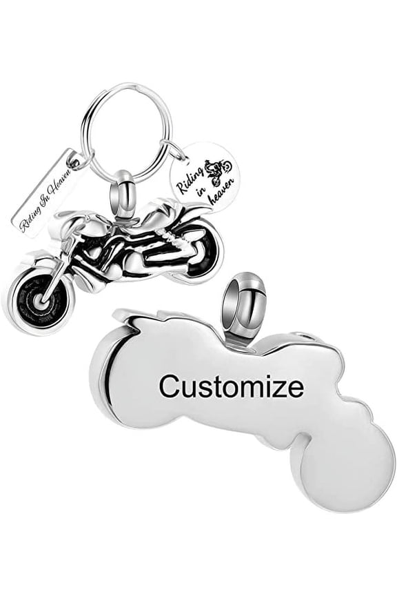 Motorcycle Urn Keychain for Ashes Keepsake Urn Key Ring for Human/Pet Ashes Cremation Jewelry