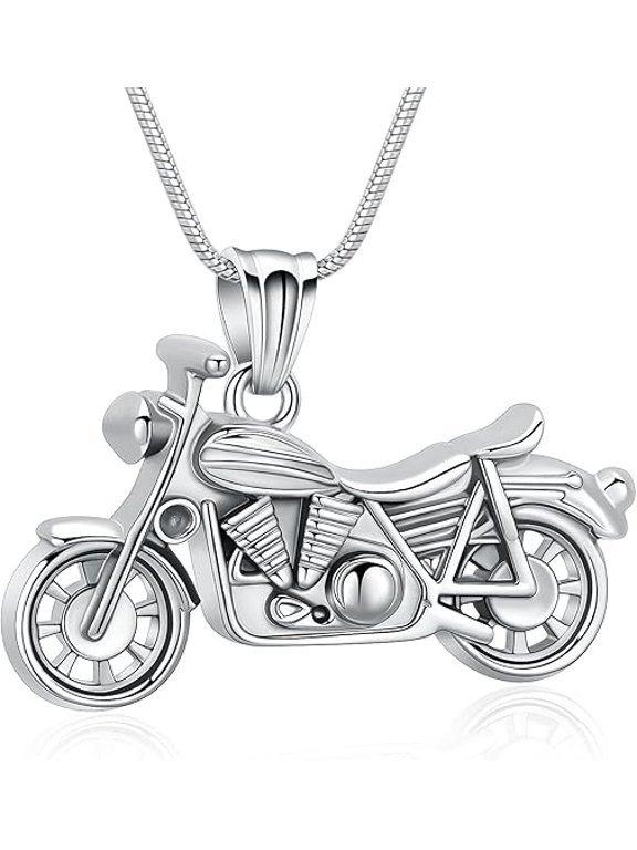 Motorcycle Urn Necklace for Ashes Men Women Cremation Jewelry Stainless Steel Motorbike Memorial Necklaces Ash Holder for Human / Pets with Fill Tool