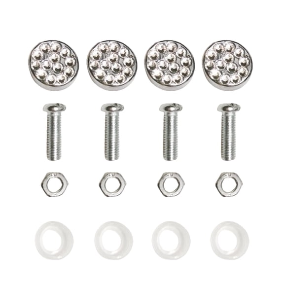 Waterproof Car License Plate Frame Fixing Fasteners Screws with Bling Caps, Easy Installation Vehicle Trucks Decoration