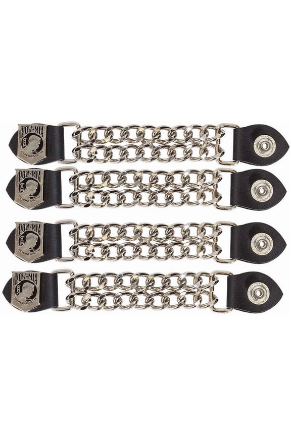 Motorcycle Vest Extender 4 Pack Biker Chain For Men or Women (POW/MIA)