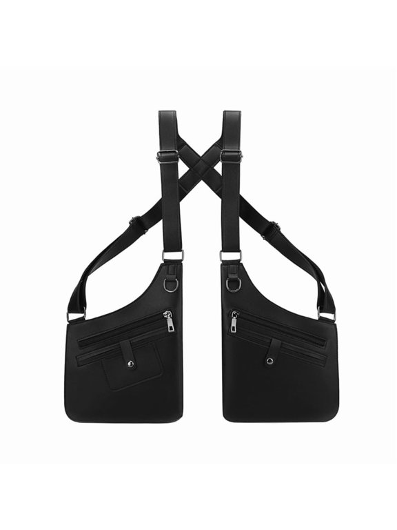 Motorcycle Vest Pack Waterproof PU Vest Chest Bag For Men Women Hiking Camping