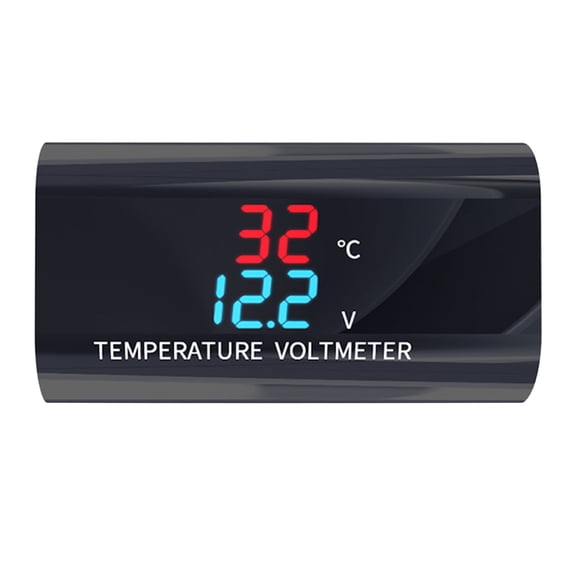 Motorcycle Voltmeter Thermometer for DC 12V Digital Voltmeter Gauge Temperature Monitor LED Display Voltage Meter for Au