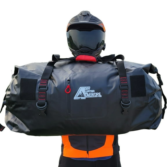 Motorcycle Waterproof Duffel Bag With Tie Down Straps, Marine Grade (120 Liter/31.7 Gallon, Rocky Series, Black)