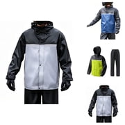 Motorcycle Waterproof Rain Suit Hooded Rain Jacket and Pants Heavy Duty Windproof Rain Gear for Riding & Outdoor Travel