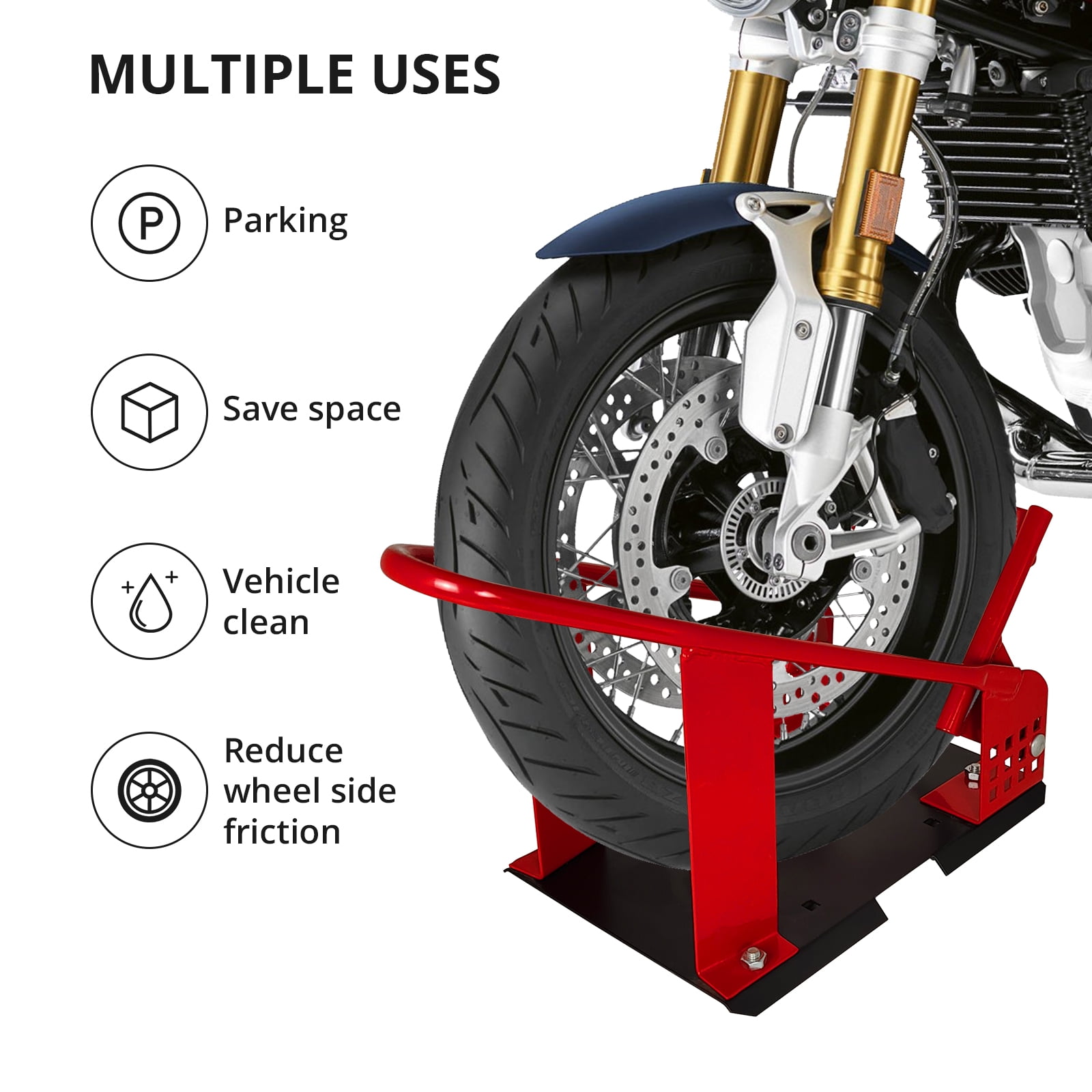 Motorcycle Wheel Chock, 16"21" Front Stand with Multiple Adjustment